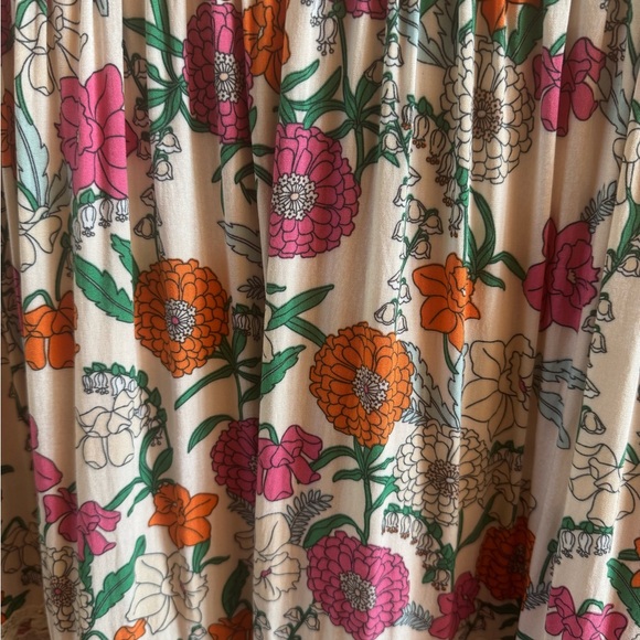 Baevely‎ Woman’s Size Large Boho Tiered Floral Lined Dress Flutter Sleeves Lace - Picture 5 of 13